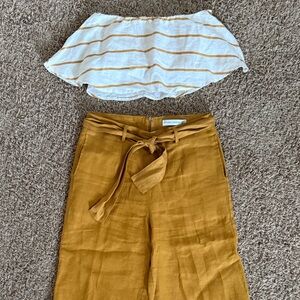 Faithfull the brand 100% linen set. Size 6 pants size 4 top. Mustard color